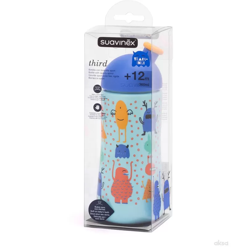 Suavinex flašica sa piskom 360 ml, plava, 18m+