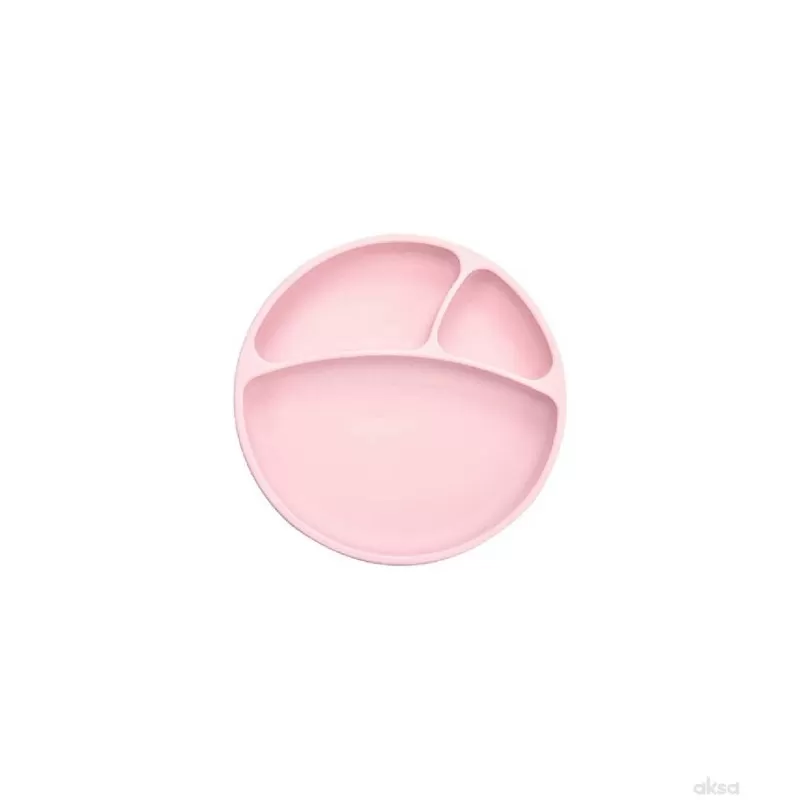 Minikoioi silikonski tanjir Portions pink