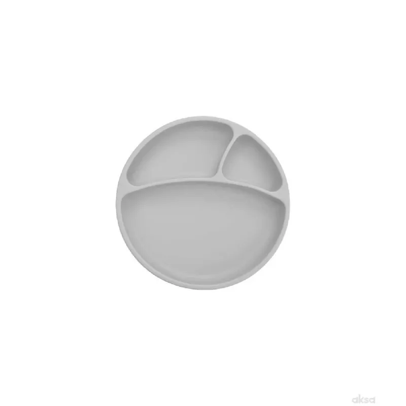 Minikoioi silikonski tanjir Portions sivi