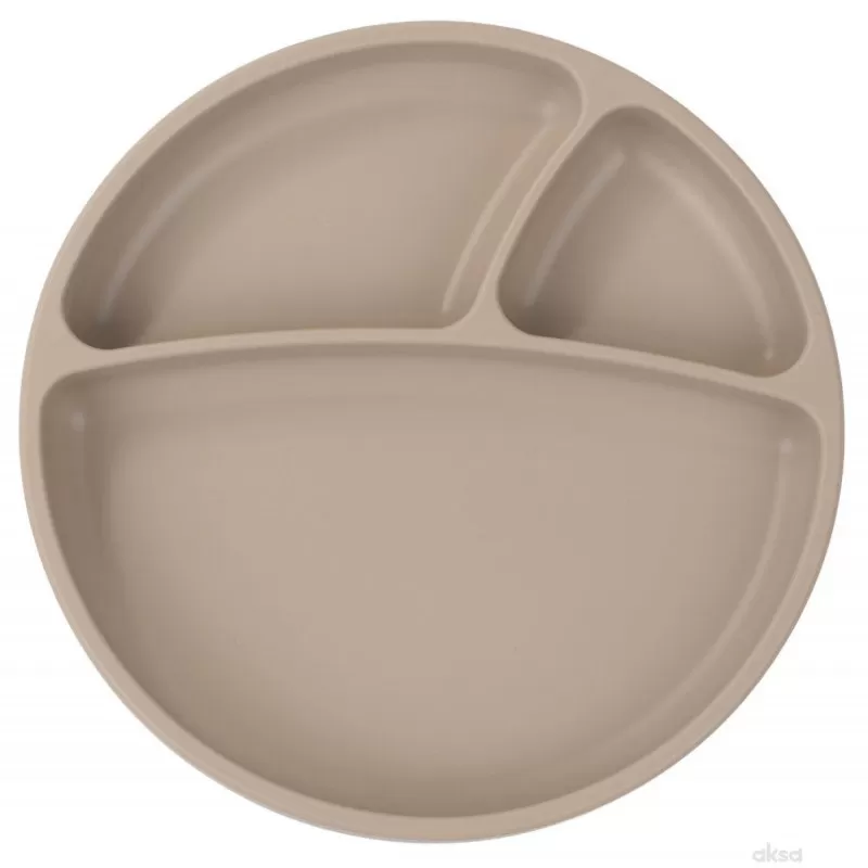 Minikoioi silikonski tanjir Portions Bubble Beige