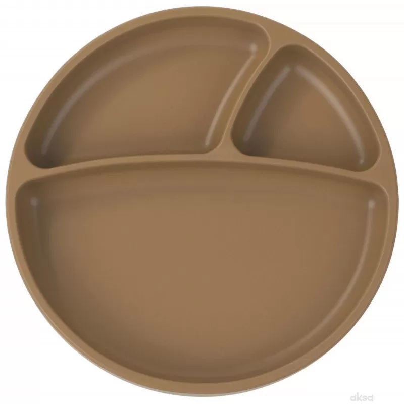 Minikoioi silikonski tanjir Portions Woody Brown