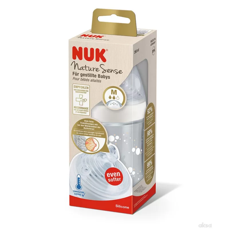 Nuk flašica nature sense sa tem. Indik, 260ml