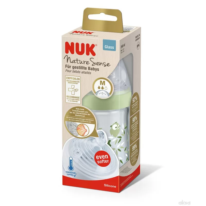 Nuk NS staklena flašica sa term ind 240ml, M