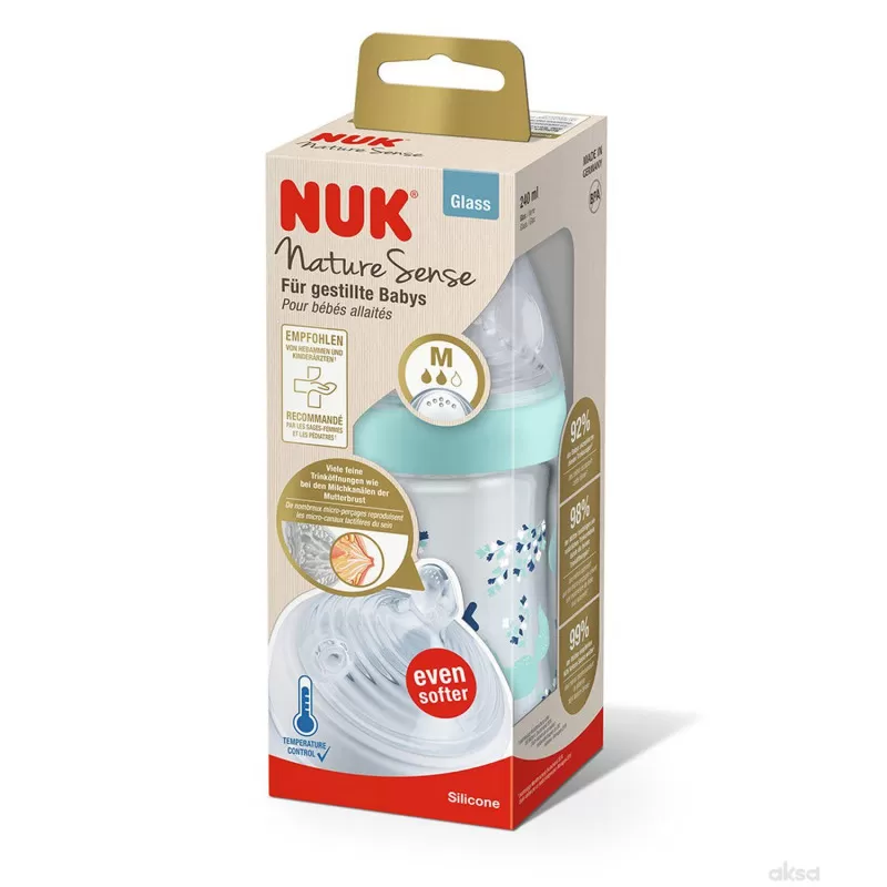 Nuk NS staklena flašica sa term ind 240ml, M