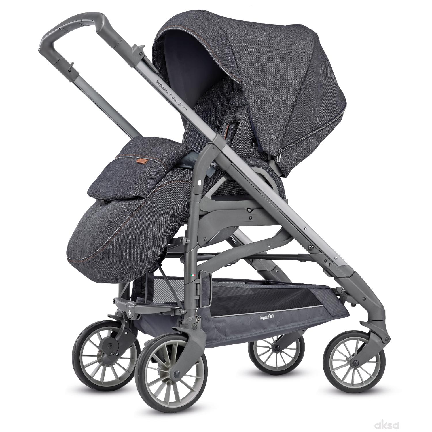Inglesina kolica za bebe Trilogy sivi ram, village denim