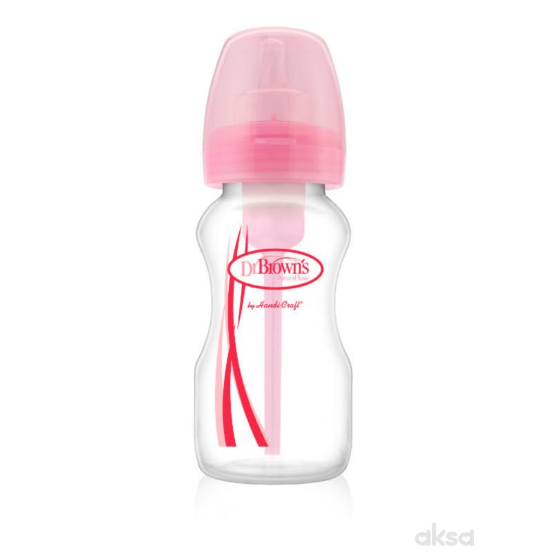Dr.Browns plastična wide neck flašica 270ml, roze
