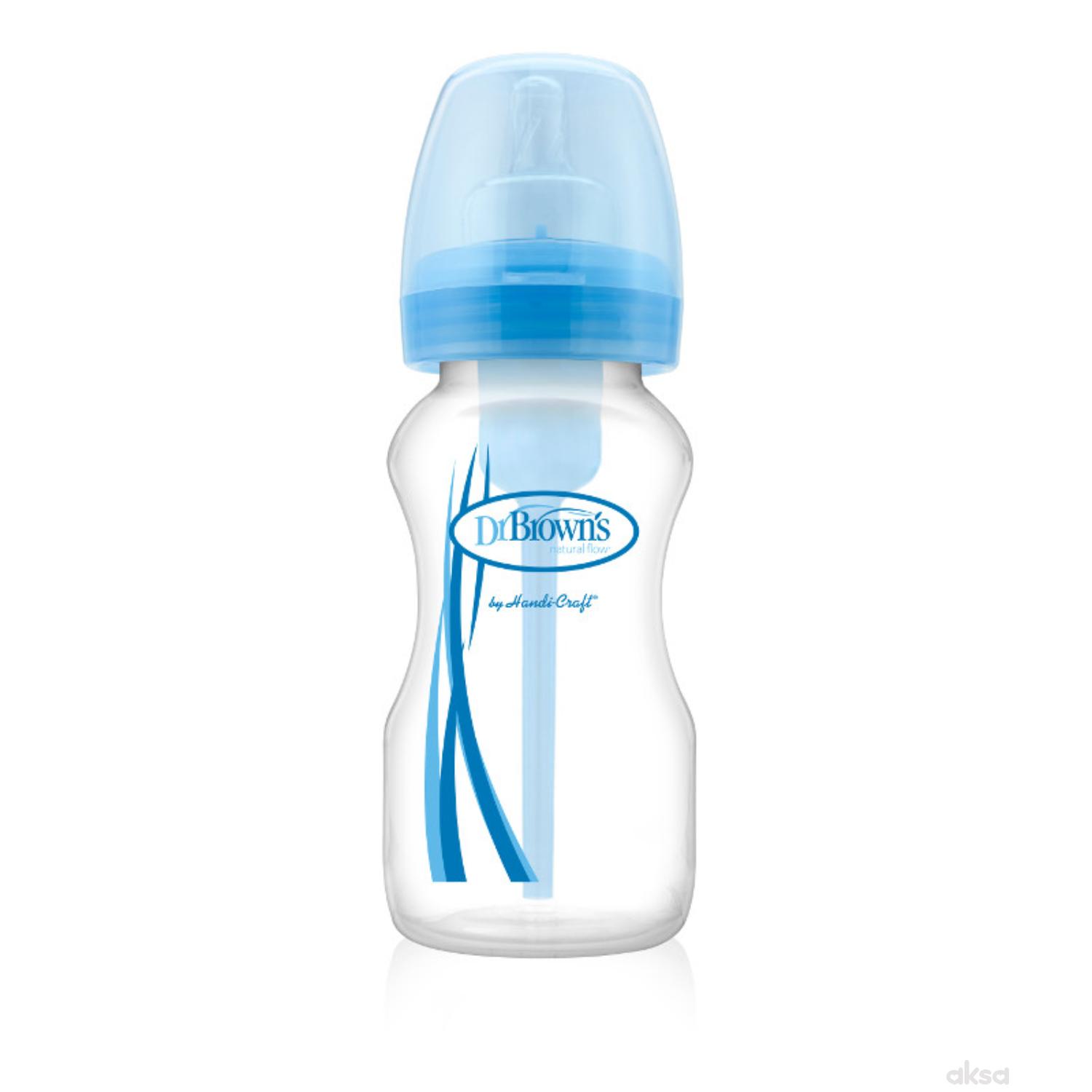 Dr.Browns plastična wide neck flašica 270ml, plava