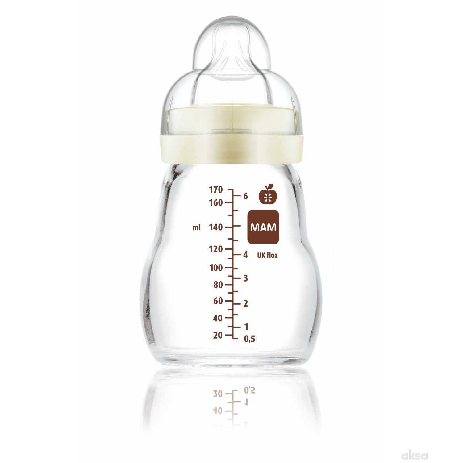 MAM staklena flašica silikon 170ml, 0m+