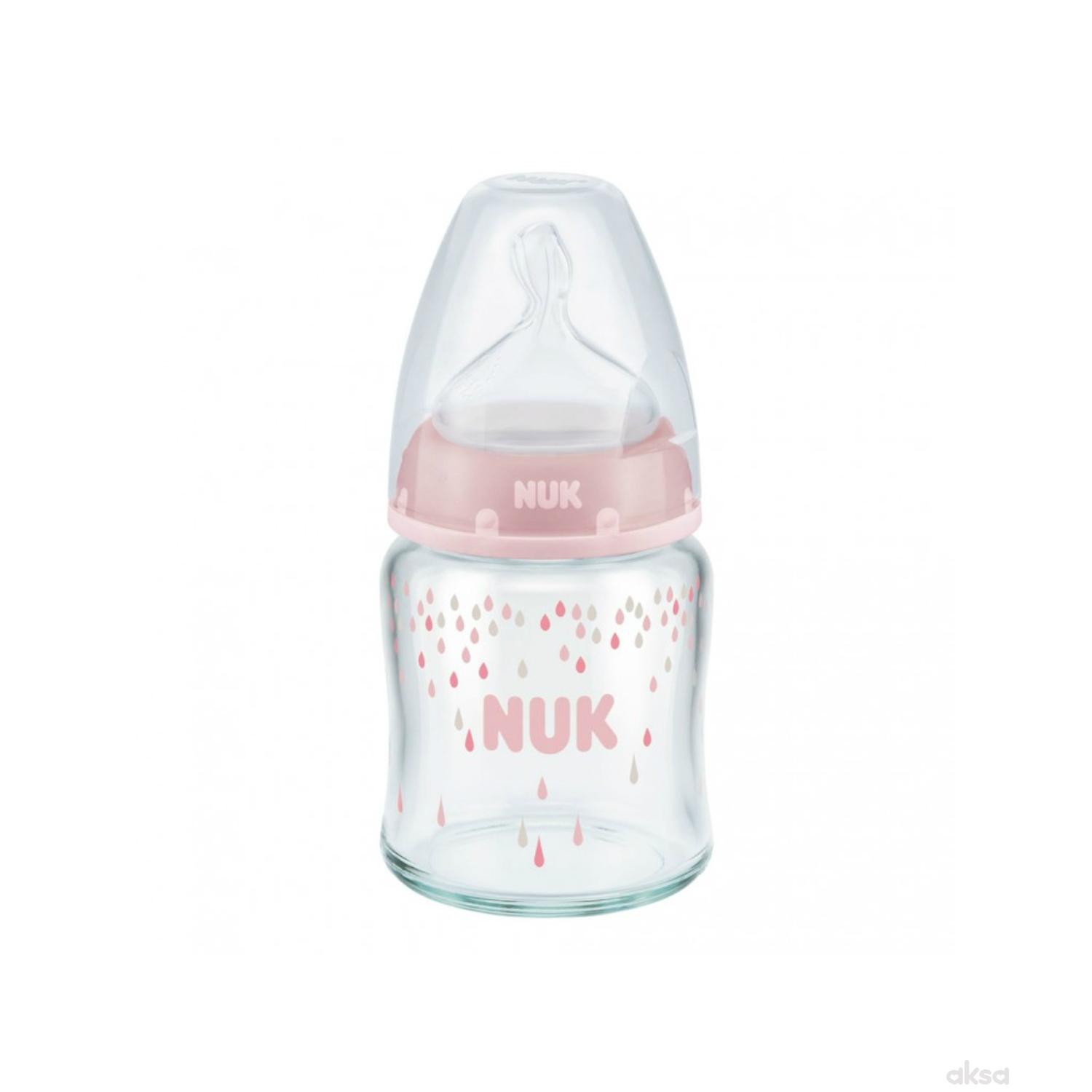 Nuk FC plus staklena flašica, silikon 120ml, 0-6m