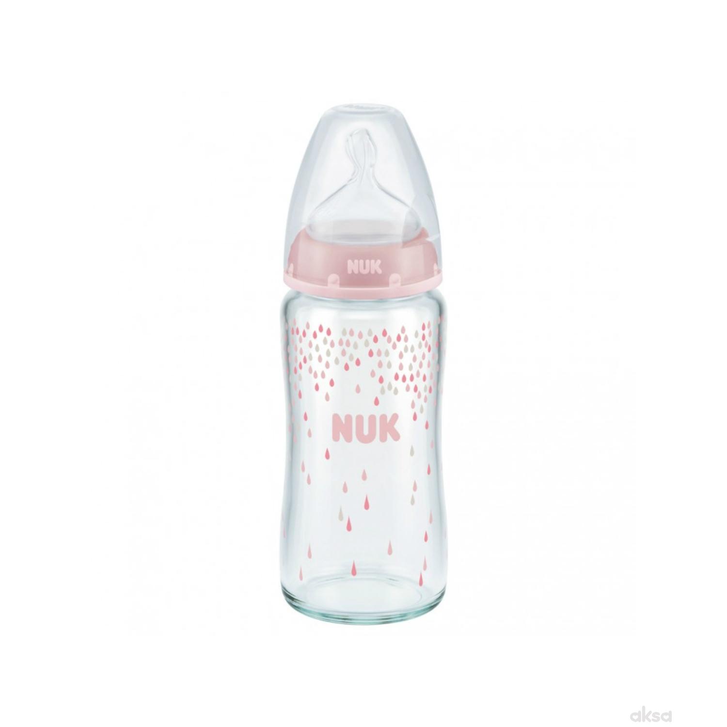 Nuk FC plus staklena flašica, silikon 240ml, 0-6m