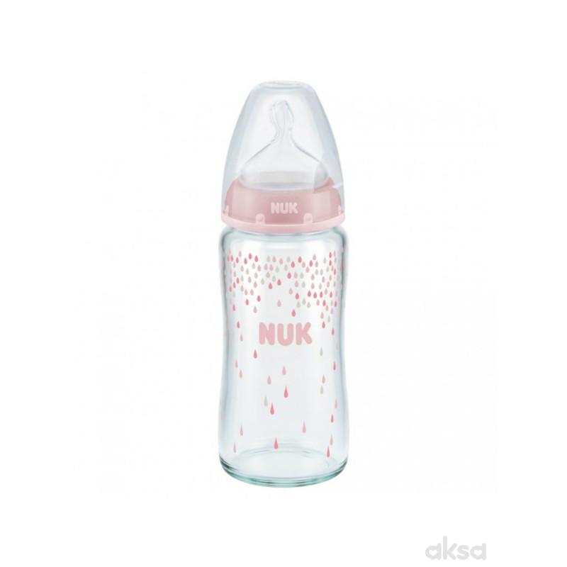 Nuk FC plus staklena flašica, silikon 240ml, 0-6m 