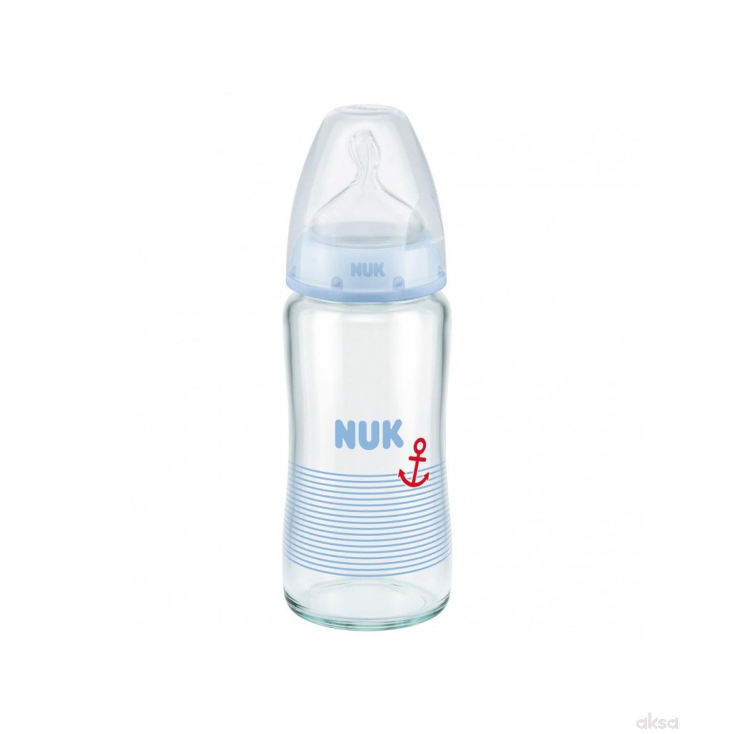 Nuk FC plus staklena flašica, silikon 240ml, 0-6m