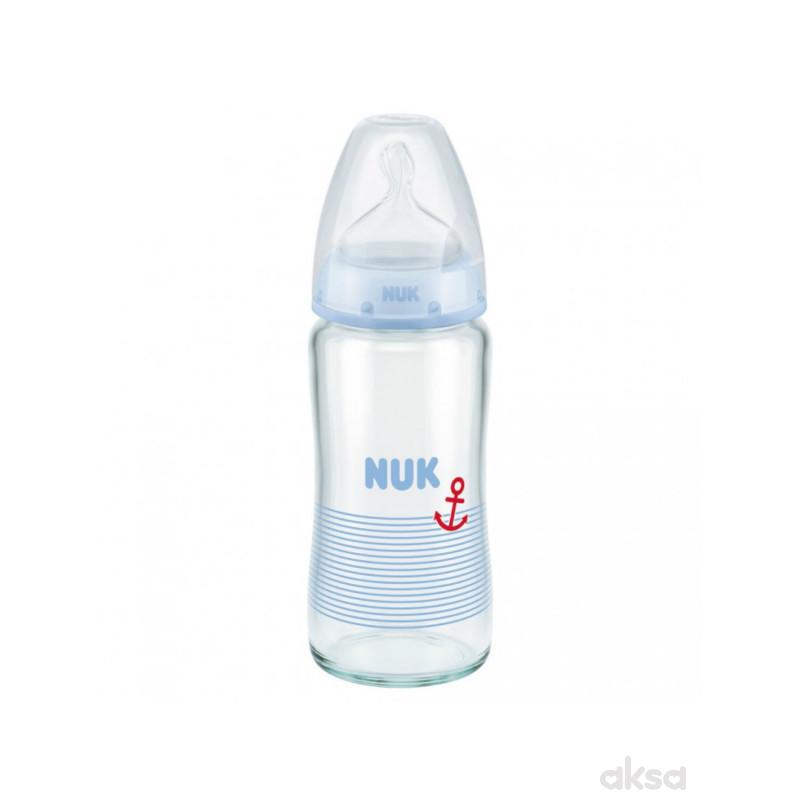 Nuk FC plus staklena flašica, silikon 240ml, 0-6m 