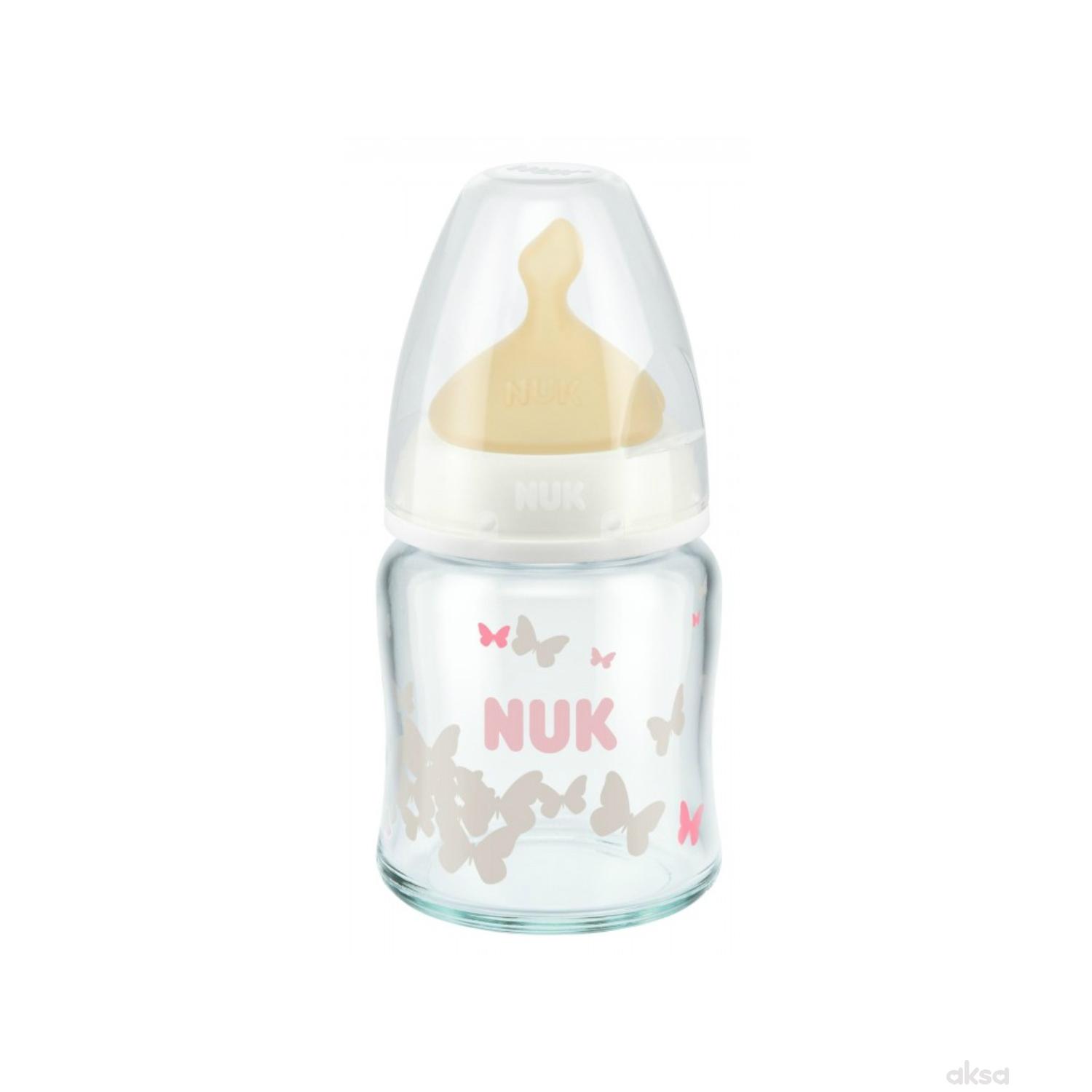 Nuk FC plus staklena flašica, kaučuk 120ml, 0-6m