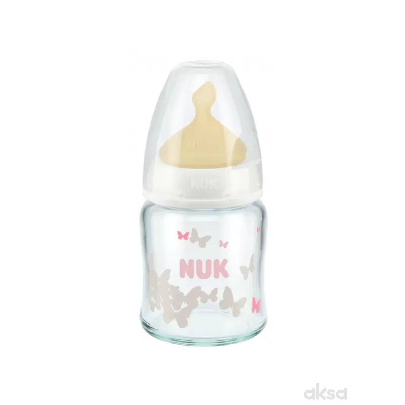 Nuk FC plus staklena flašica, kaučuk 120ml, 0-6m 