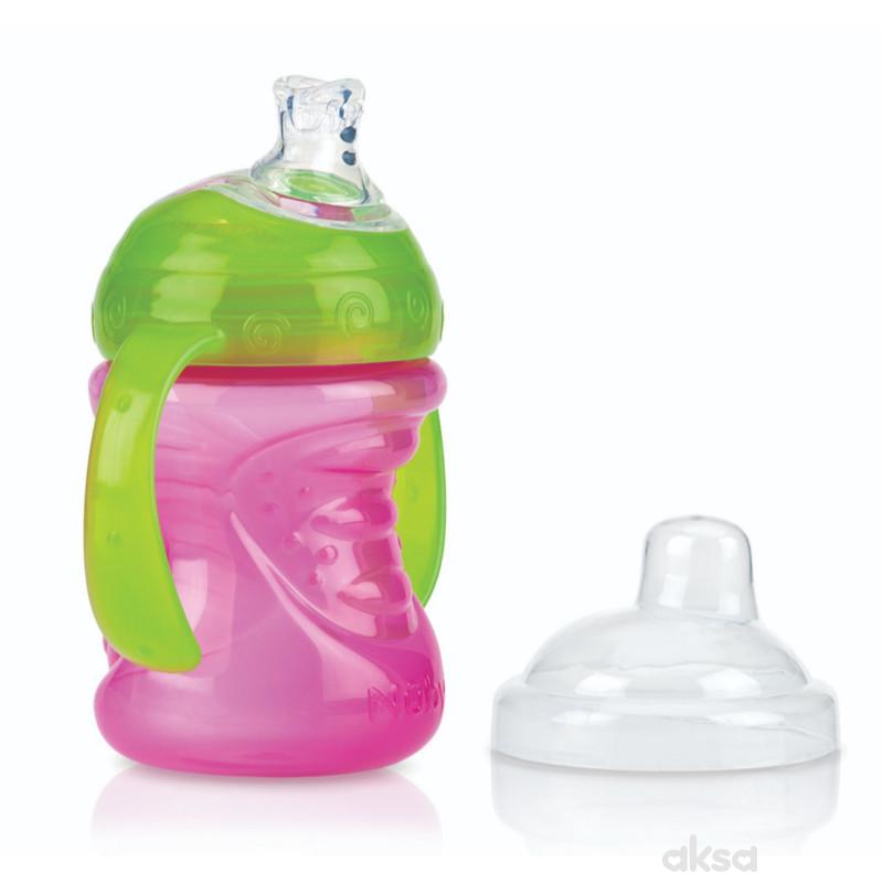 Nuby čaša sil. pisak i ručke 6m+, no spill, 240ml