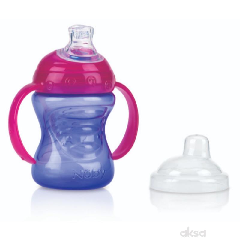 Nuby čaša sil. pisak i ručke 6m+, no spill, 240ml