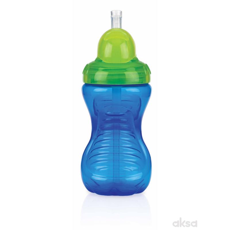 Nuby čaša sa sil. slamčicom, no spill 12m+, 300ml