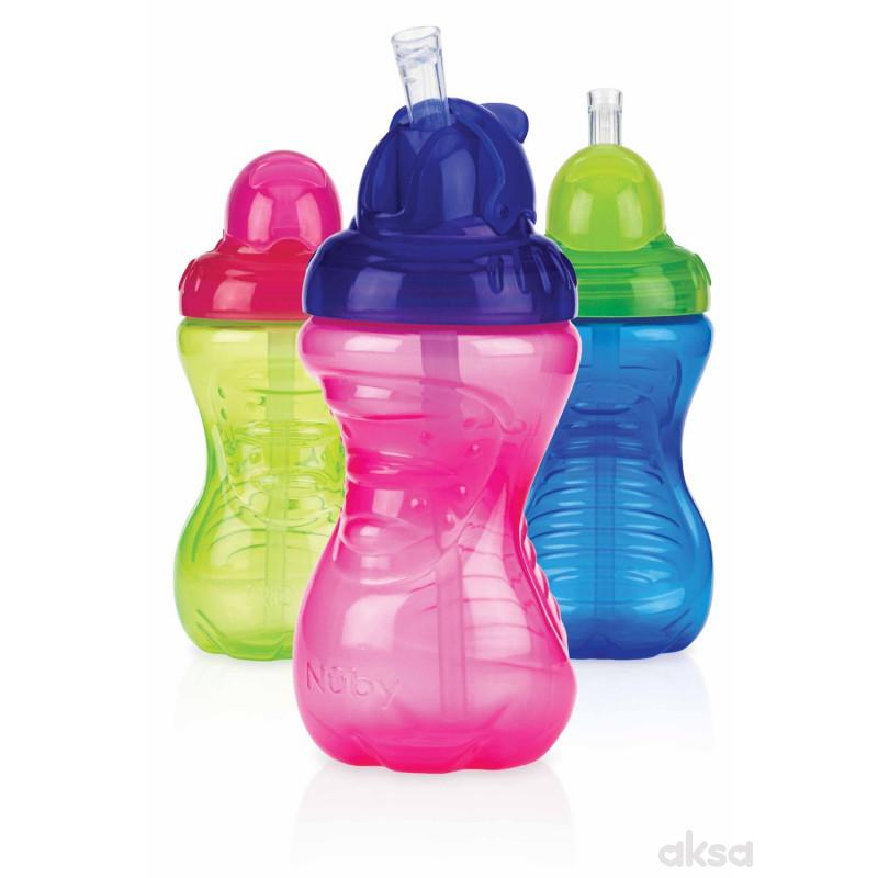 Nuby čaša sa sil. slamčicom, no spill 12m+, 300ml