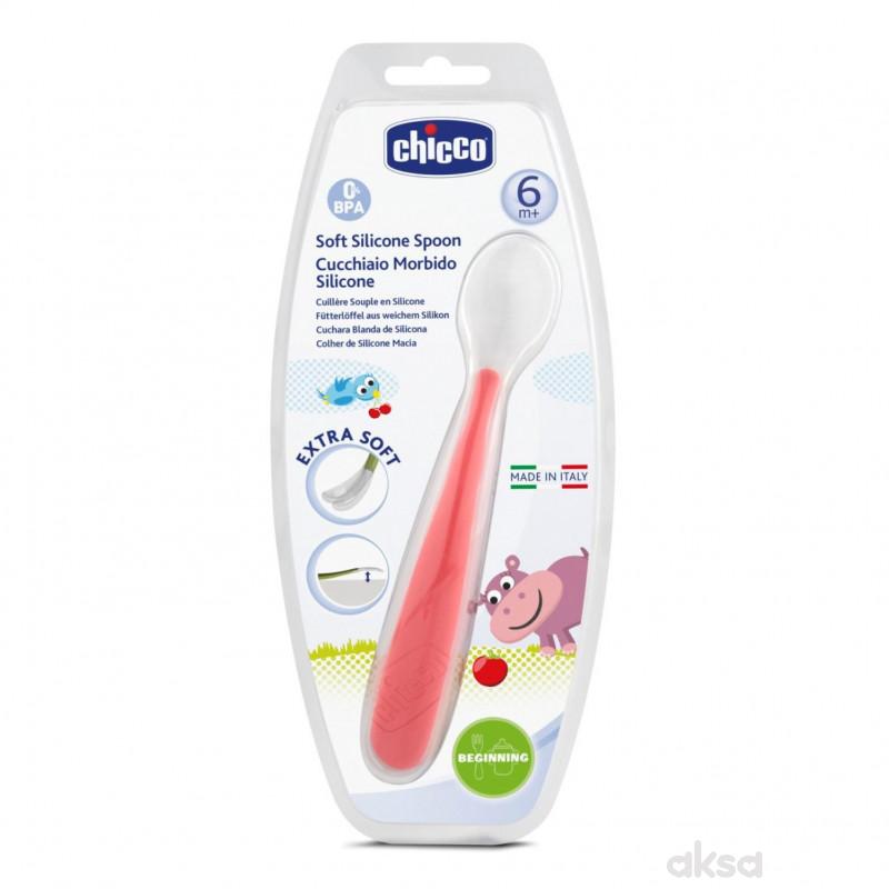Chicco mekana silikonska kašika 6m+ crvena