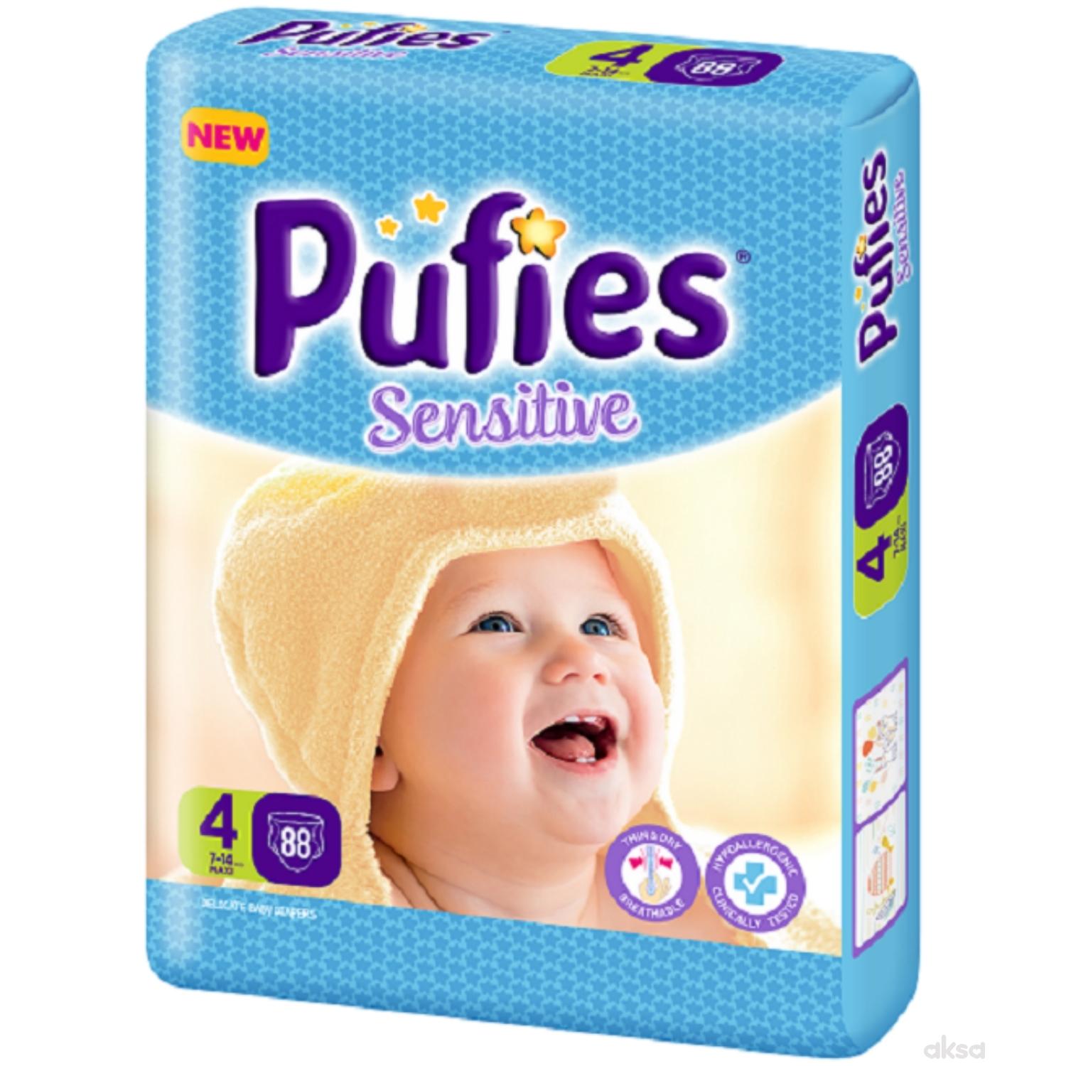 Pufies pelene sensitive box 4 maxi 7 - 14kg 88kom