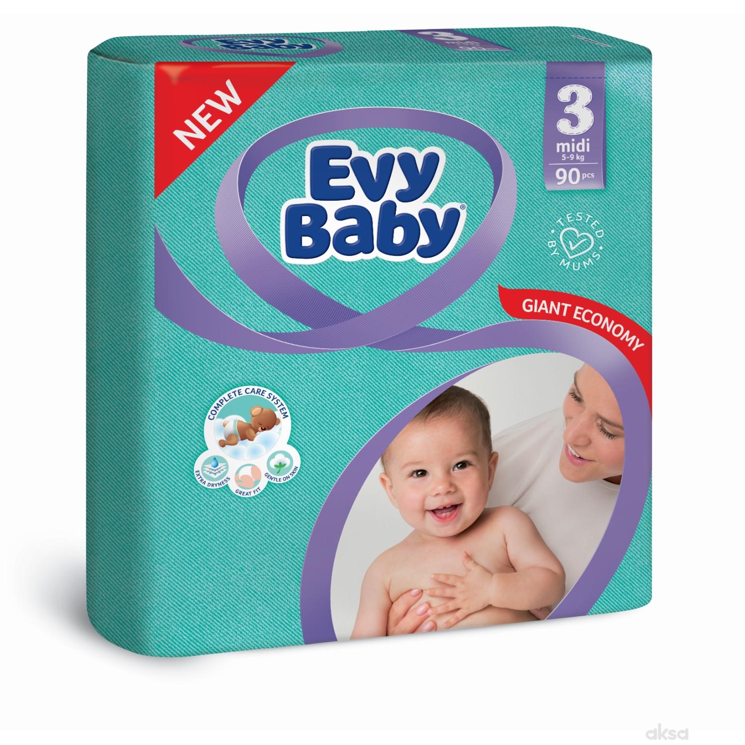Evy baby pelene giant 3 midi 5-9kg 90kom