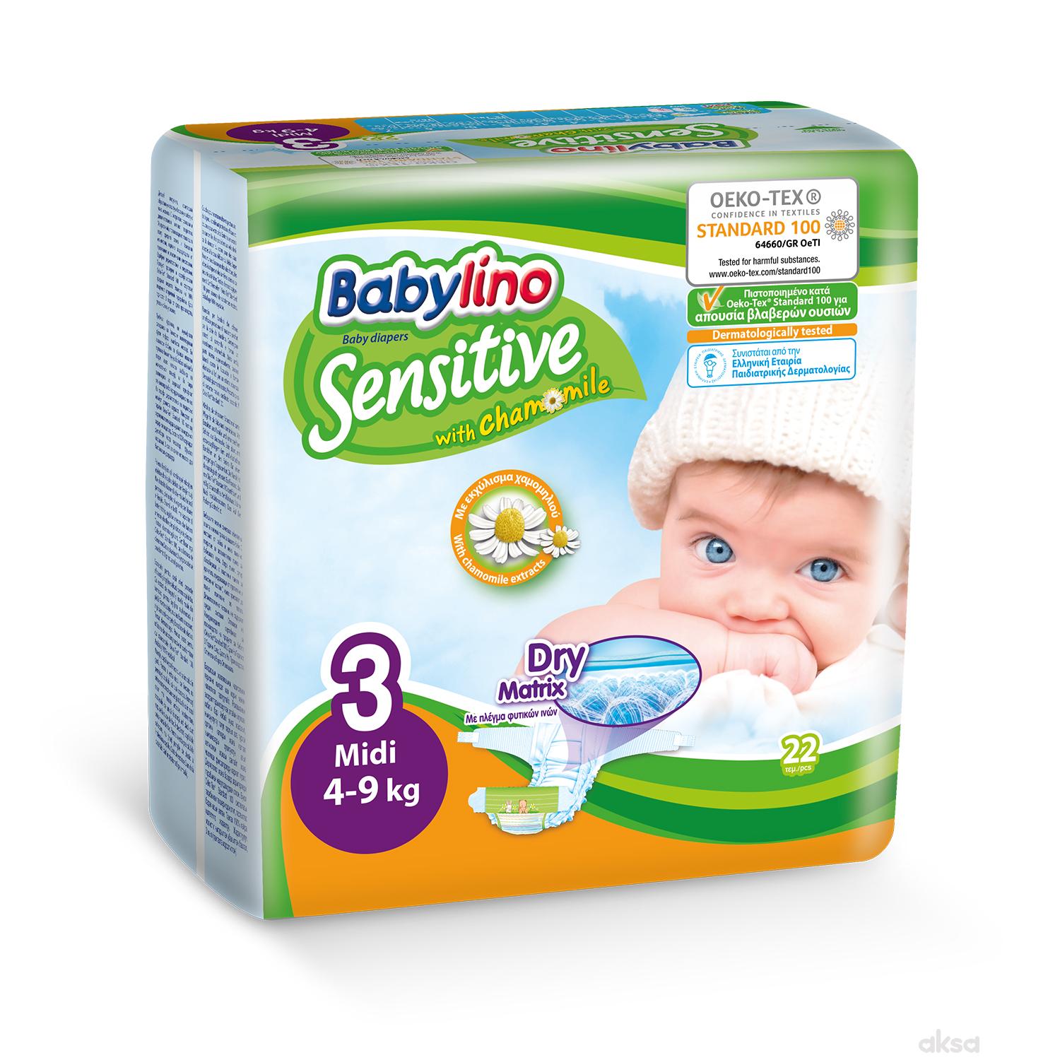 Babylino pelene sensitive 3 midi 4-9kg 22kom