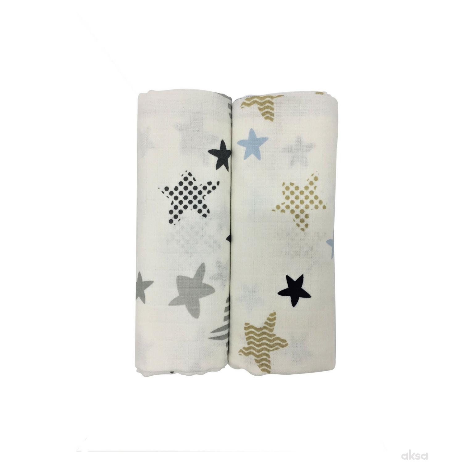 Baby Textil tetra pelena 2u1 Zvezde , 80x90cm