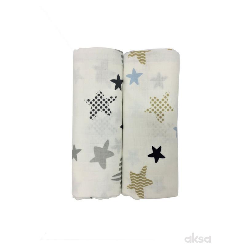 Baby Textil tetra pelena 2u1 Zvezde , 80x90cm