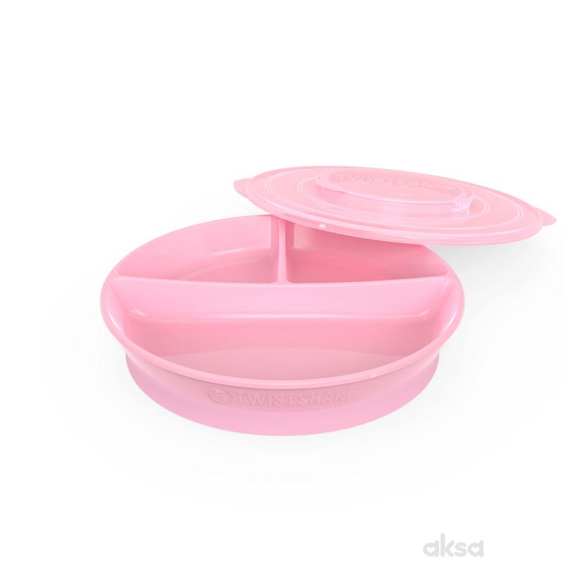 TS tanjir podeljeni 6m+ pastelna roze