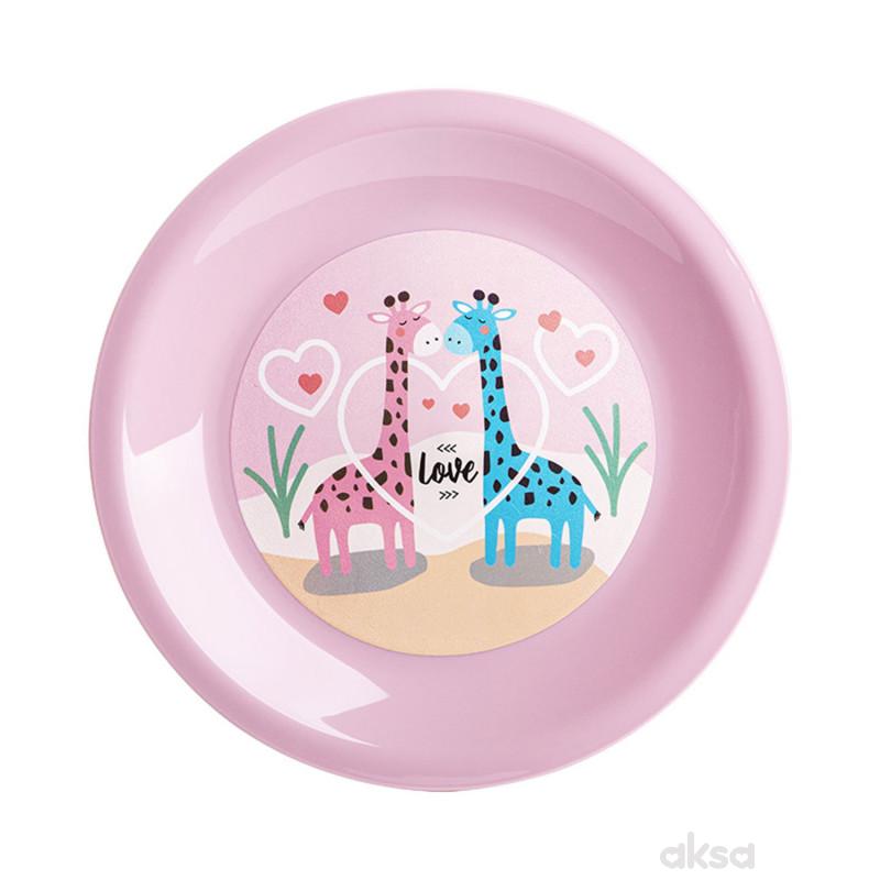 Drina tanjir luna deco - plava/roze 