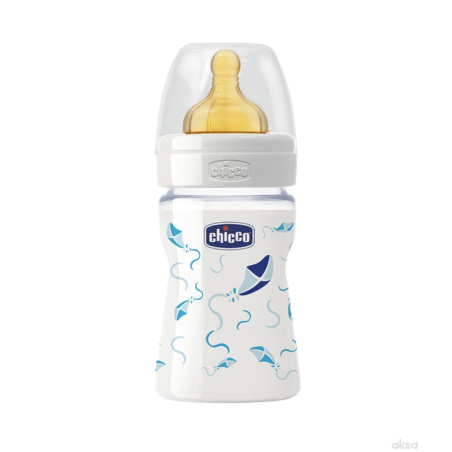 Chicco staklena flašica Giotto 150ml kauč. deč 0m+