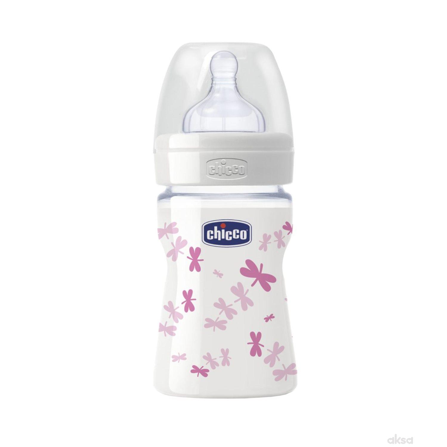 Chicco staklena flašica Giotto 150ml sil. dev. 0m+