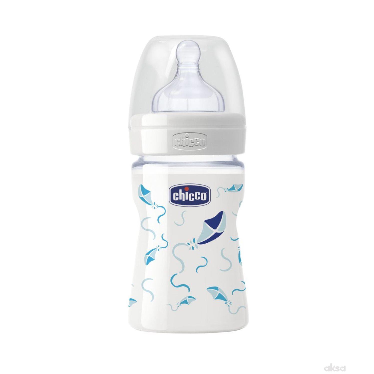 Chicco staklena flašica Giotto 150ml sil. deč 0m+