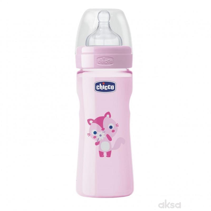 Chicco PP flašica Giotto 250 ml sil. devojčice 2m+ 