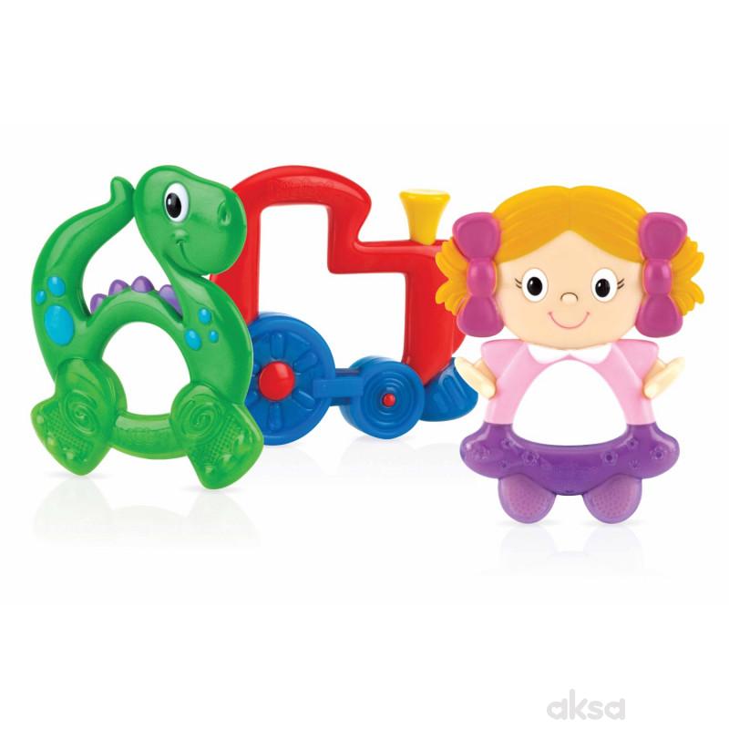 Nuby glodalica 0m+: dinosaurus, vozić, kit, lutka