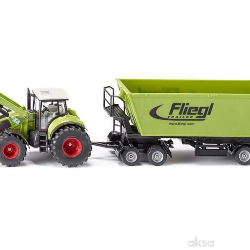 Traktor sa utovarivačem i prikolicom 