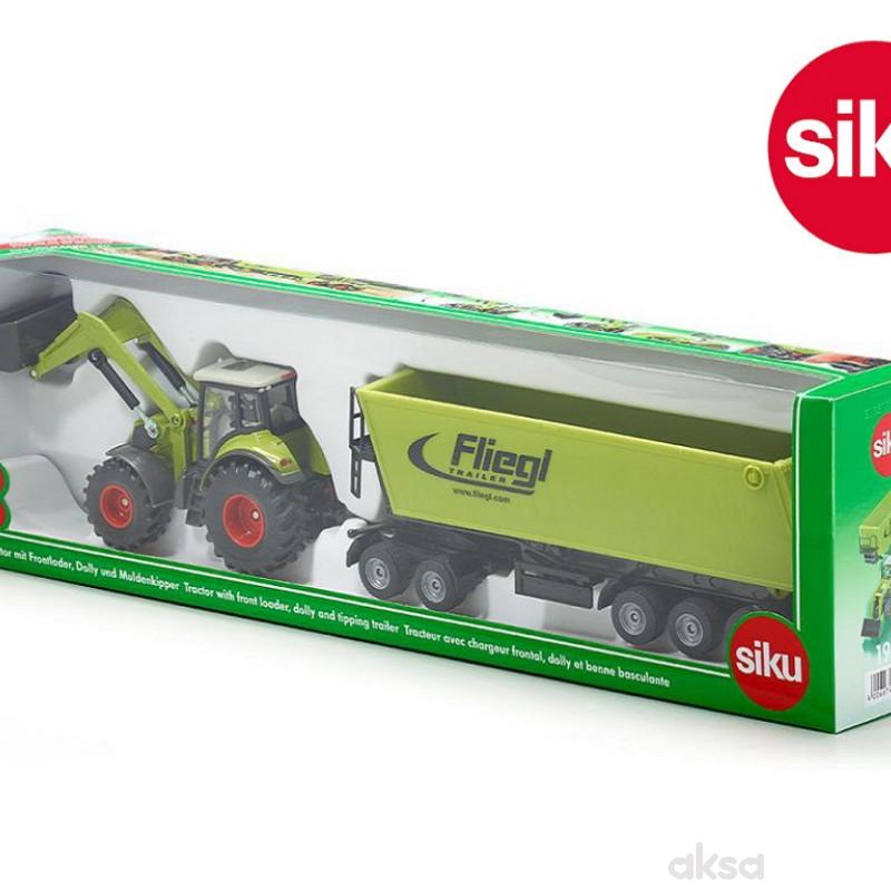 Traktor sa utovarivačem i prikolicom 