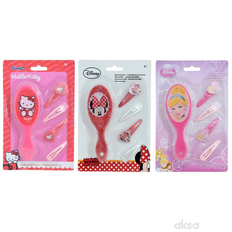 Četka za kosu sa snalicama 5delova, Disney