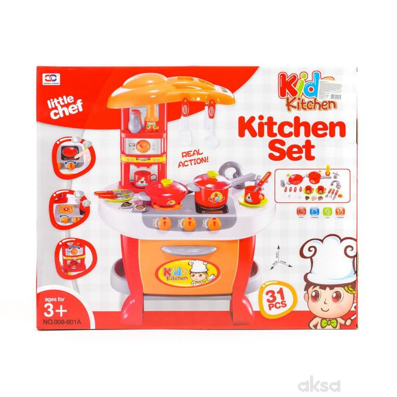 Qunsheng Toys, igračka kuhinja sa dodacima-crvena 