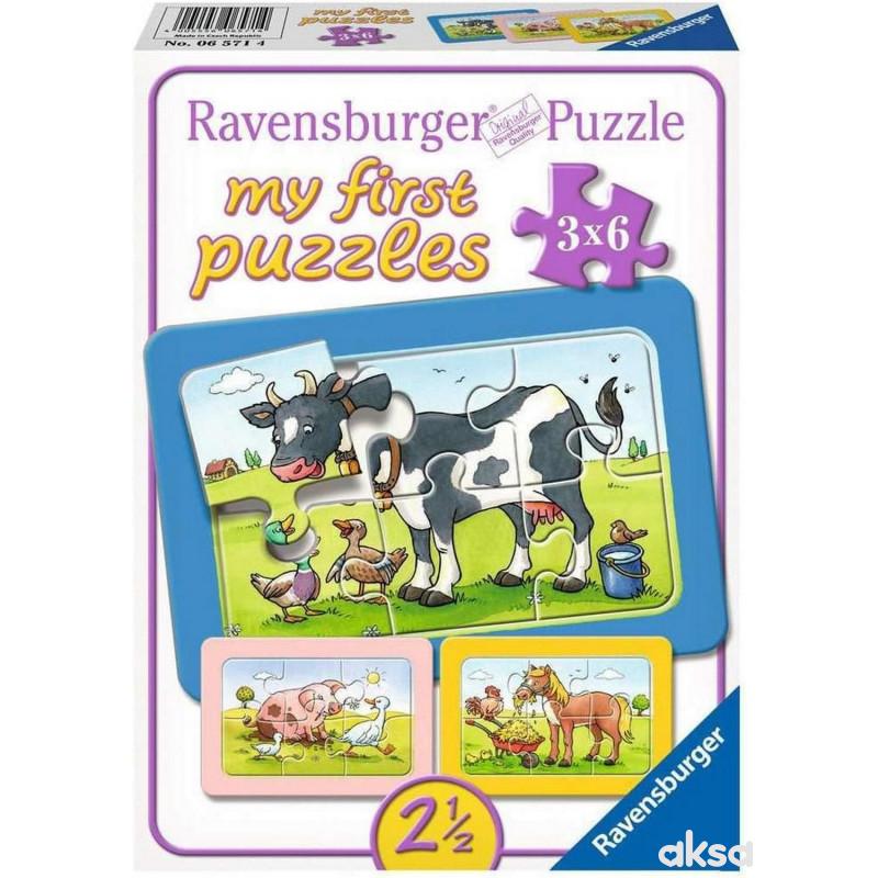 Ravensburger Moje prve puzle 3 u 1 krava prase kon