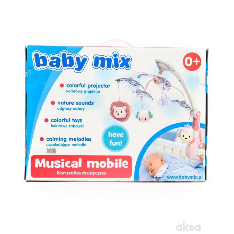 Baby Mix muzicka vrteška vesele životinjice roze 