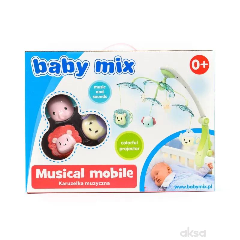 Baby Mix muzicka vrteška vesele životinjice roze 