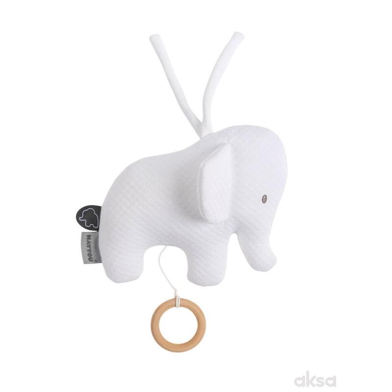 Nattou pletena muzička igračka slonče, bela 