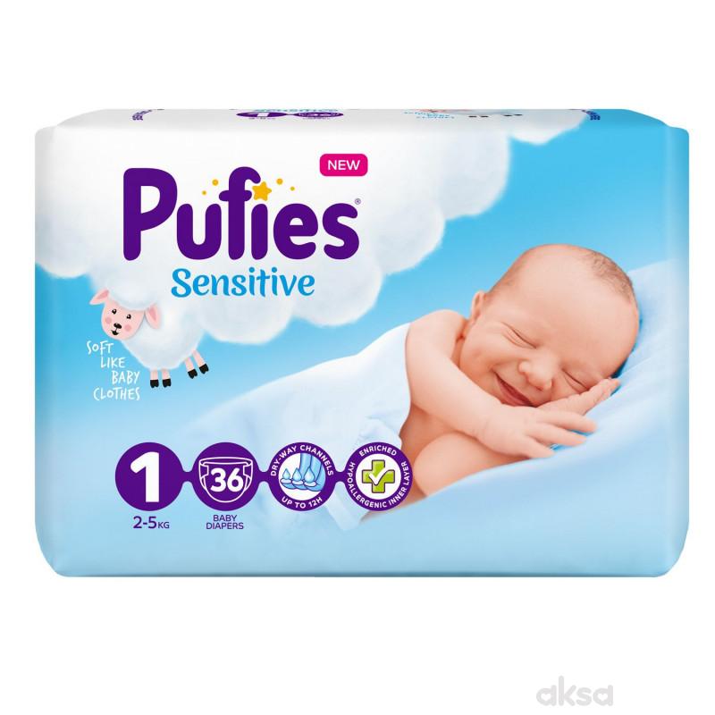 Pufies pelene sensitive 1 newborn 2-5kg  36kom 