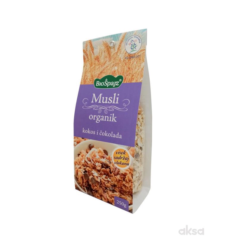 Biošpajz musli organic kokos&čokolada 250g