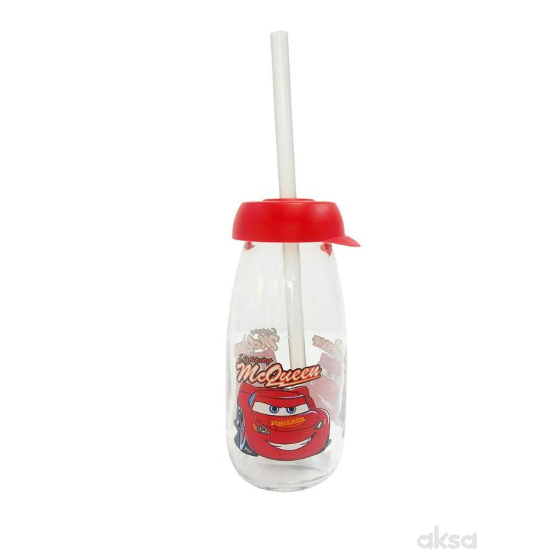 Disney flaša staklena sa slamčicom 500ml