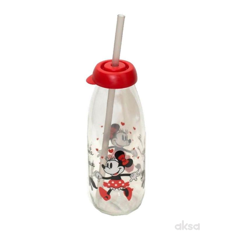 Disney flaša staklena sa slamčicom 500ml