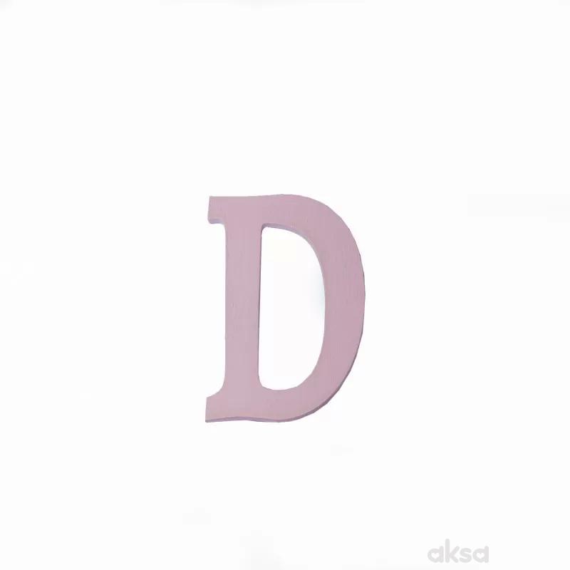 Drveno slovo D roze 