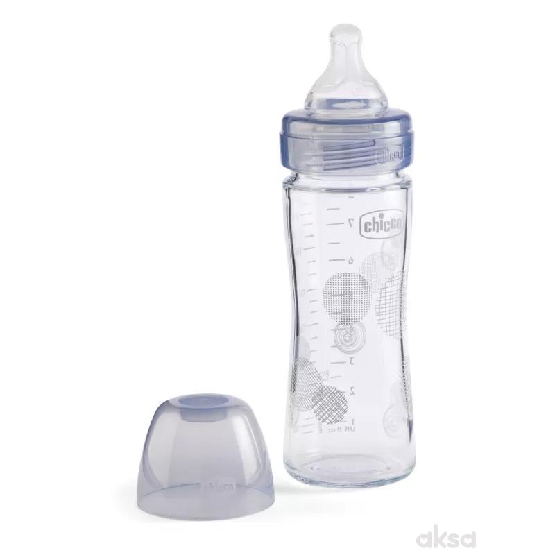 Chicco WB staklena flašica 240ml, silikon, siva